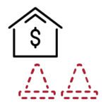 Icon of a building with two invisible construction cones, signifying the project influence rule.